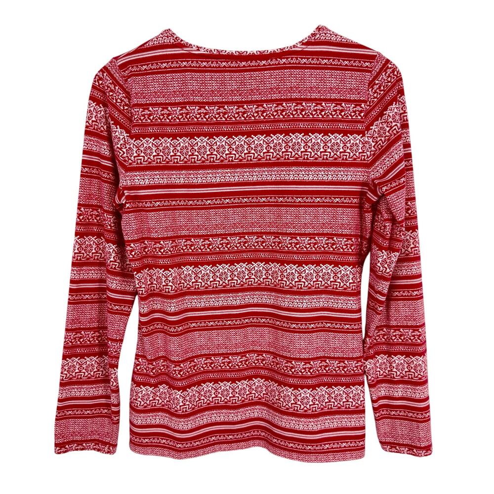 The TALBOTS Tee Small Red Cozy Soft Holiday Christmas Blouse Shirt Top Winter - Picture 8 of 8